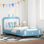 Laste voodiraam peatoega peaga Sinine 90 x 200 cm PU
