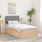 Voodiraam Pehme Peatoega peaga Helehall 75 x 190 cm Tahke m&auml;nd