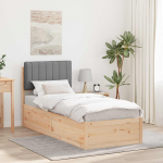Voodiraam Pehme Peatoega peaga Helehall 75 x 190 cm Tahke m&auml;nd