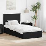 Laos voodi peaga sahtliga Must 90 x 190 cm Tehispuit