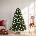 Kunstkuusk koos j&otilde;ulukuuliga 120 cm 150 LED-i Soe valge