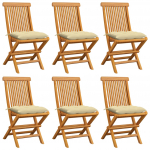 Aiatoolid kreemjasvalgete istmepatjadega, 6 tk, tiikpuu