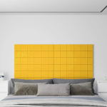 Seinapaneelid 12 tk, kollane, 90 x 15 cm, samet, 1,62 m&sup2;