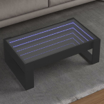 Diivanilaud LED-tuledega, must, 90x53x30cm