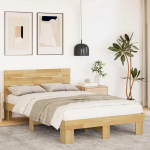 Voodiraam peatsiga ilma madratsita 120x190 cm t&auml;ispuidust tamm