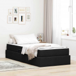Voodi hoiukohaga ja madratsiga Must 90 x 190 cm Pol&uuml;ester