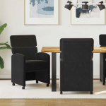 Ratastega S&ouml;&ouml;gi-toolid 2 tk Must 58 x 65 x 98 cm Samet