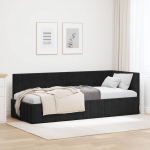 Nurga voodiraam peatsiga Must 80 cm x 200 cm Samet