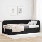 Nurga voodiraam Must 90 x 190 cm Samet