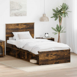 Voodiraam peatsiga Suitsetatud tamm 90 x 200 cm Tehispuit