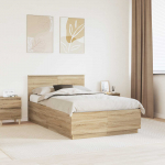 Voodiraam peatsiga sonoma tamm 135 x 190 cm tehispuit
