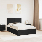 Voodiraam peatsiga sahtliga Must 135 x 190 cm Tehispuit