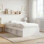 Voodiraam ladustamisega riiuliga Valge 80 x 200 cm Tehispuit
