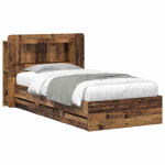 Voodiraam ladustamisega peaga Vana puit 80 x 200 cm Tehispuit