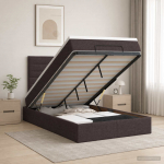 Ottomani voodi koos madratsiga Tume pruun 120 x 190 cm kangas