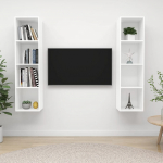 Seinale kinnitatavad telerikapid, 2 tk, valge, puitlaastplaat