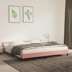 Voodiraam peatsiga ilma madratsita roosa 200x200 cm samet