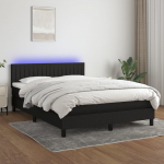 Kontinentaalvoodi madrats ja LED, must, 140x190 cm, kangas