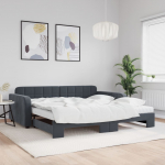 Diivanvoodi v&auml;ljat&otilde;mmatava osaga, tumehall 100x200 cm samet