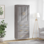 K&otilde;rge kapp, hall sonoma tamm, 69,5 x 34 x 180 cm, tehispuit