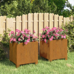 Jalgadega taimekastid, 2 tk, rooste, 32x30x33 cm, corten teras