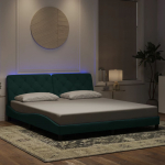 Voodiraam LED-tuledega, tumeroheline, 180x200 cm, samet