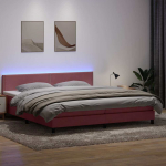 Kontinentaalvoodi madrats ja LED, roosa, 180x210 cm, samet