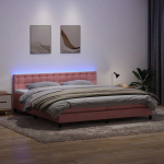 Kontinentaalvoodi madrats ja LED, roosa, 180x210 cm, samet