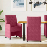 Ratastega S&ouml;&ouml;gi-toolid 2 tk Veinipunane 58 x 67 x 97 cm Samet
