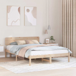 Voodiraam peatsiga Neutraalne 150 x 200 cm Tahke m&auml;nd