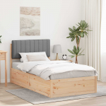 Voodiraam Pehme Peatoega peaga Helehall 100 x 200 cm Tahke m&auml;nd