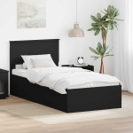 Voodiraam peatsiga must 90 x 190 cm tehispuit