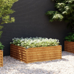 Taimekast, 100 x 100 x 36 cm, corten-teras