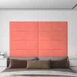 Seinapaneelid 12 tk, roosa, 90 x 30 cm, samet, 3,24 m&sup2;
