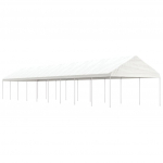 Katusega varjualune, valge, 20,07 x 4,08 x 3,22 m, pol&uuml;et&uuml;leen