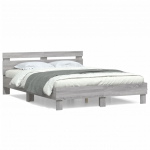 Voodiraam peatsiga, hall sonoma tamm, 140 x 190 cm, tehispuit