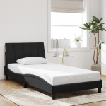 Voodiraam ilma madratsita must 100x200 cm samet