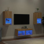 4-osaline telerikappide komplekt LED-tuledega, sonoma tamm