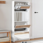 4 sahtliga kingakapp peegliga, k&otilde;rgl&auml;ikega valge 63x17x134 cm