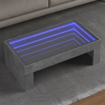 Diivanilaud LED-tuledega, betoonhall, 90x50x30cm