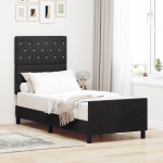 Voodiraam peatsiga must 80 x 200 cm samet