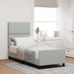 Voodiraam peatsiga helehall 80 x 200 cm samet