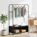 Riidepuu ladustamisega must 100 x 44 x 160 cm tehispuit