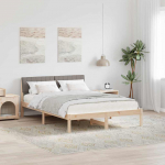 Voodiraam peatsiga Pruun ja taupe 135 x 190 cm M&auml;nnipuit