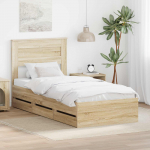 Voodiraam sahtliga peaga sonoma tamm 100 x 200 cm inseneripuit