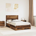 Voodiraam peatsiga sahtliga Vana puit 120 x 190 cm Tehispuit