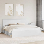 Voodiraam peatsiga Valge 200 x 200 cm Tahke m&auml;nd