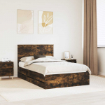 Voodiraam peatsiga Suitsetatud tamm 120 x 190 cm Inseneripuit