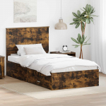 Voodiraam peatsiga Suitsetatud tamm 100 x 200 cm Tehispuit