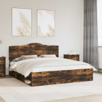 Voodiraam peatsiga Suitsetatud tamm 200 x 200 cm Tahke m&auml;nd